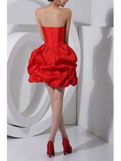Satin Strapless Short Ball Gown Cocktail Dress with Sequins