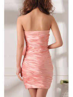 Satin Strapless Short Sheath Cocktail Dress with Beading