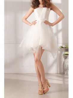 Tulle and Satin Strapless Short Ball Gown Cocktail Dress