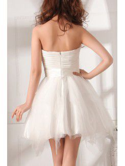 Tulle and Satin Strapless Short Ball Gown Cocktail Dress