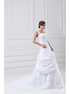 Satin Sweetheart Floor Length A-line Embroidered Wedding Dress