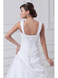 Satin Sweetheart Floor Length A-line Embroidered Wedding Dress