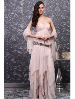 Chiffon Scoop Floor Length A-line Prom Dress with Crystal