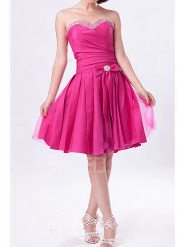 Satin Sweetheart Short Ball Gown Cocktail Dress with Crystal