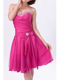 Satin Sweetheart Short Ball Gown Cocktail Dress with Crystal