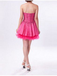 Satin Sweetheart Short Ball Gown Cocktail Dress with Beading