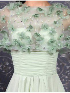 Chiffon Jewel Floor Length A-line Prom Dress with Beading