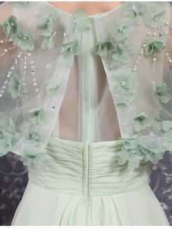 Chiffon Jewel Floor Length A-line Prom Dress with Beading
