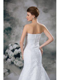 Lace Strapless Sweep Train Sheath Embroidered Wedding Dress