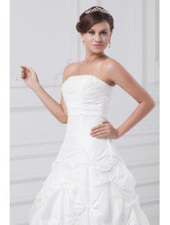 Taffeta Strapless Ankle-Length A-line Embroidered Wedding Dress