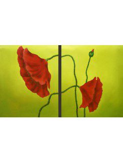 Flower Hand-painted Oil Painting with Stretched Frame-Set of 2