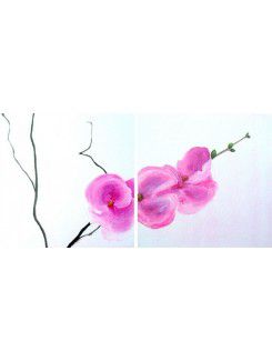 Dipinti a mano pittura a olio del fiore con telaio allungato-set di 2