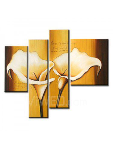 Flower Hand-painted Oil Painting with Stretched Frame-Set of 4