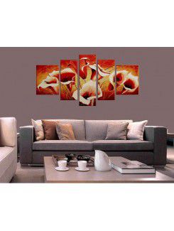 Hand-painted Flower Oil Painting with Stretched Frame-Set of 5