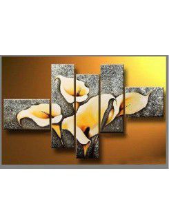 Hand geschilderde bloemen olieverf met gestrekte frame-set van 5