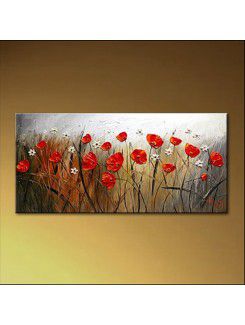 Hand-painted Flower Oil Painting with Stretched Frame-14" x 28"