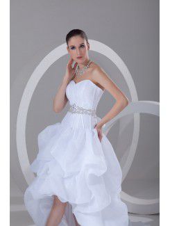 Organza Sweetheart Sweep Train A-line Embroidered Wedding Dress