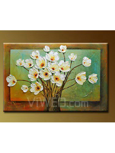 Blomma handmålad oljemålning med sträckt ram-16 " x 24 "