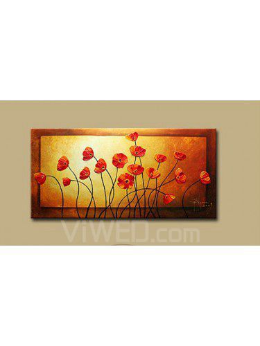 Hand-painted Floral Oil Painting with Stretched Frame