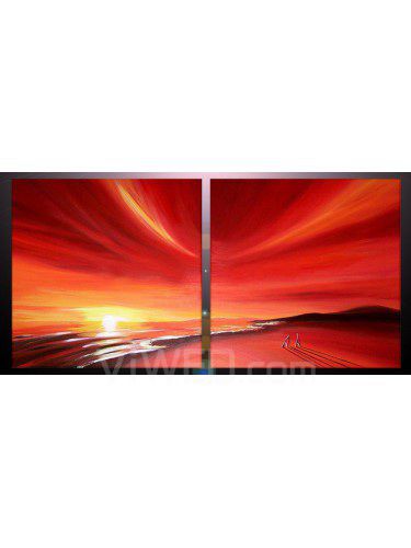 Abstract Hand-painted Oil Painting with Stretched Frame-Set of 2