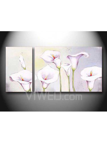 Ręcznie malowany obraz olejny kwiaty z rozciągniętej ramki-zestaw 2