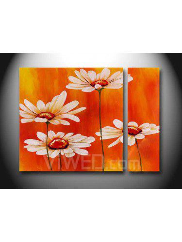 Hand-painted Flower Oil Painting with Stretched Frame-Set of 2