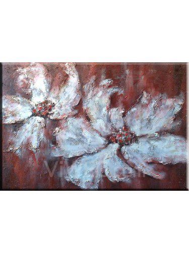 Pintados à mão pintura a óleo da flor com quadro esticado