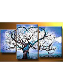 Hand-painted Tree Oil Painting with Stretched Frame-Set of 3