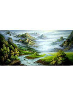 Handmålade landskap oljemålning med sträckt ram-40 " x 24 "