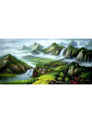 Pintados à mão pintura a óleo da paisagem com moldura esticado-40 "x 24"