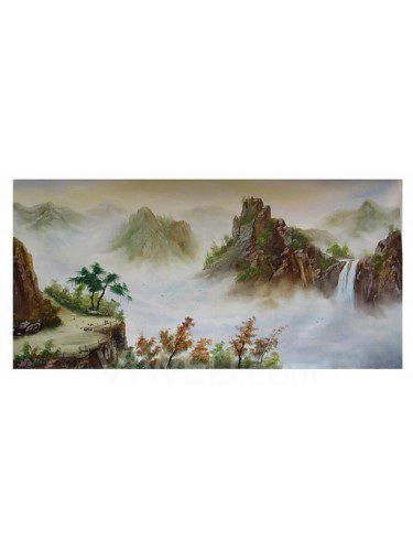 Peinture à l'huile peinte à la main paysage avec cadre étiré-20 "x 40"
