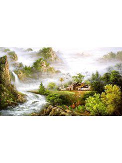 Handmålade landskap oljemålning med sträckt ram-24 " x 40 "