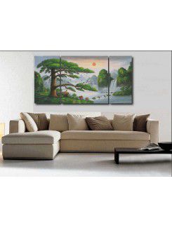Hand-painted Landscape Oil Painting with Stretched Frame-Set of 3