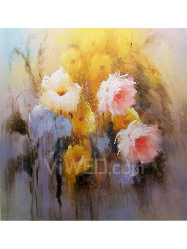 Hand-painted Flower Oil Painting with Stretched Frame-20" x 20"