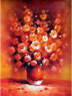 Pintado a mano de pintura al óleo de la flor con el marco de estirado-20 " x 24 "