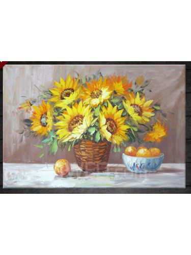 Flower Hand-painted Oil Painting with Stretched Frame-16" x 24"