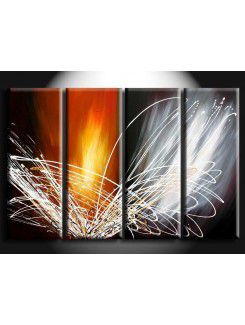 Hand-painted Abstract Oil Painting with Stretched Frame-Set of 4