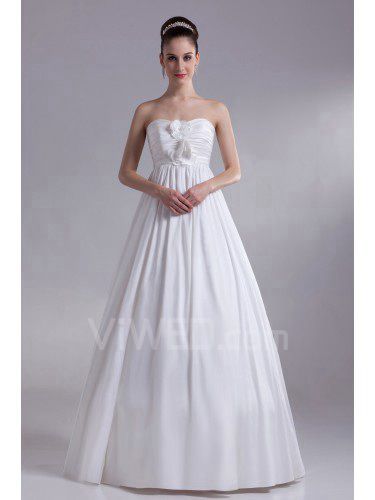 Тафта милая длина полалинии ручной цветы свадебное платье