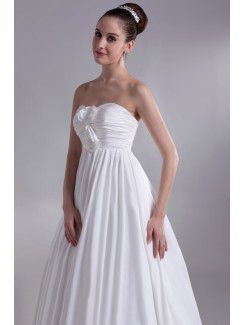 Taffeta Sweetheart Floor Length A-line Hand-made Flowers Wedding Dress