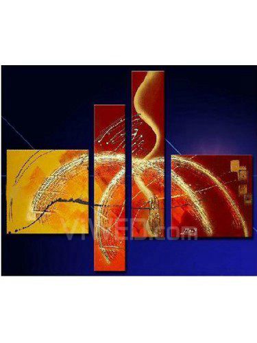 Met de hand geschilderde abstracte olieverf met gestrekte frame-set van 4