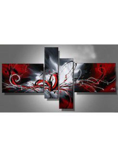 Abstract Hand-painted Oil Painting with Stretched Frame-Set of 4