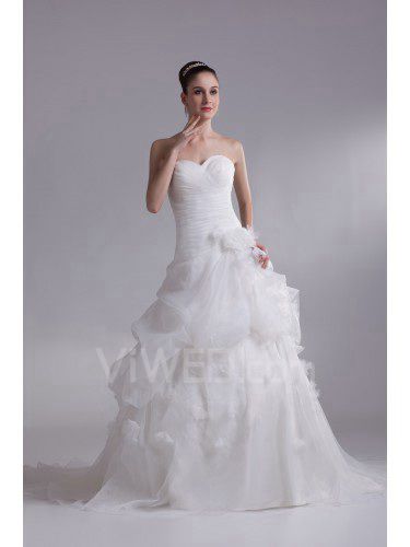 Organza Sweetheart Floor Length A-line Embroidered Wedding Dress