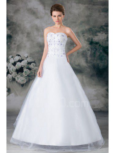 Kochanie organza długość podłogi-line haftowana suknia ślubna