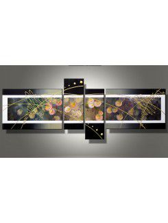 Hand-painted Abstract Oil Painting with Stretched Frame-Set of 4