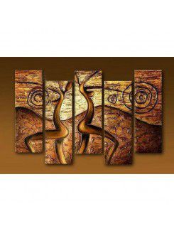 Abstract Hand-painted Oil Painting with Stretched Frame-Set of 5