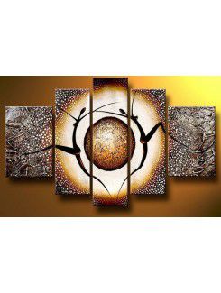 Abstract Hand-painted Oil Painting with Stretched Frame-Set of 5