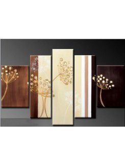 Hand-painted Dandelion Oil Painting with Stretched Frame-Set of 5