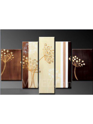 Hand-painted Dandelion Oil Painting with Stretched Frame-Set of 5