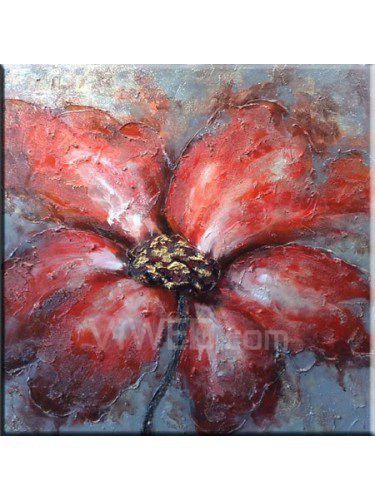 Pintado a mano de pintura al óleo de la flor con el marco de estirado-20 " x 24 "