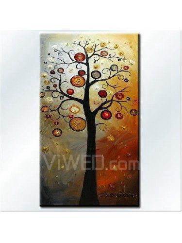 Hand-painted Abstract Oil Painting with Stretched Frame-16" x 32"